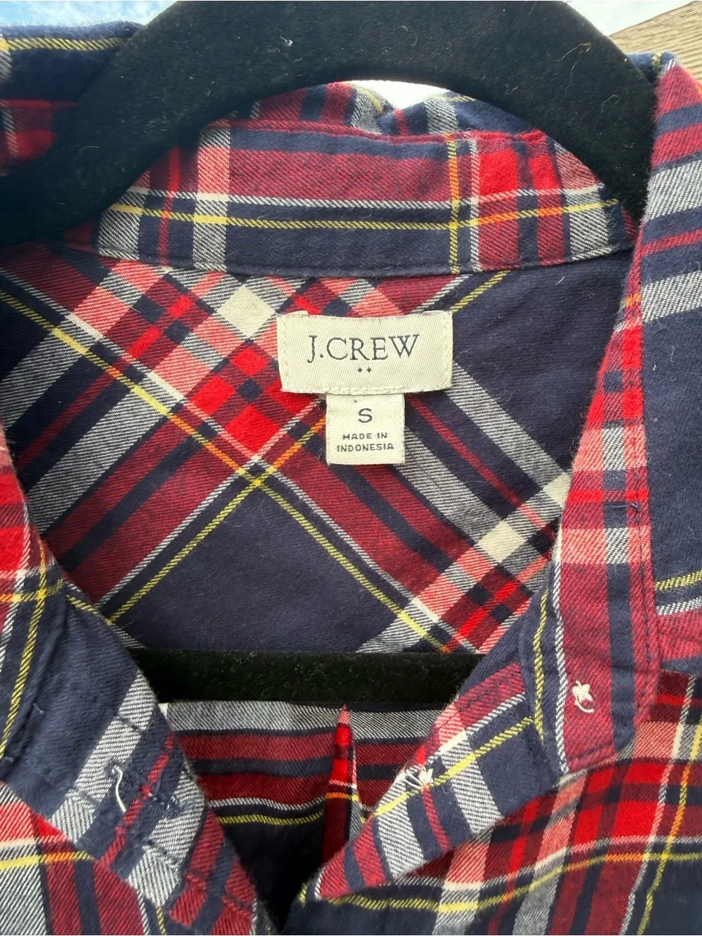 J. Crew Red and Navy Plaid Button-Down Shirt